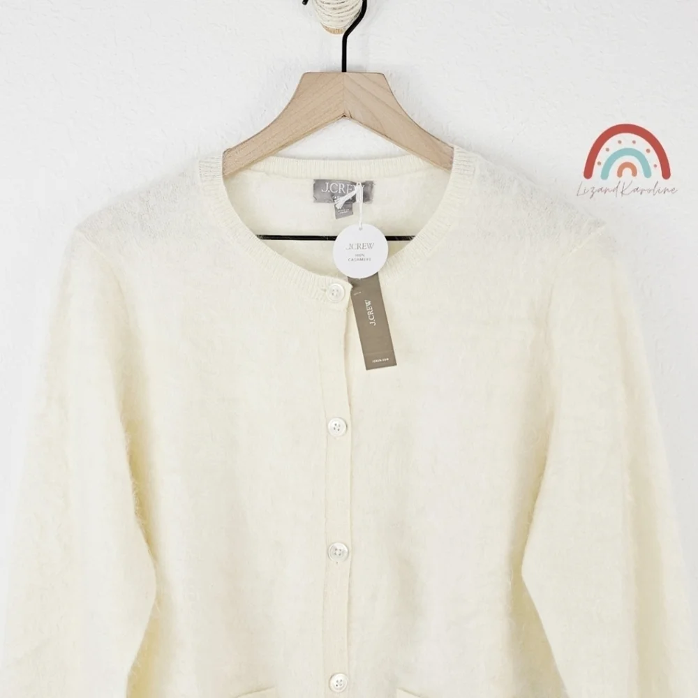 New! J. Crew Brushed Cashmere Cropped Cardigan